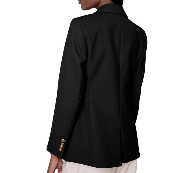 Banana Republic Black Captain's Double Breasted Blazer Wool Blend Size 6 - Picture 2 of 8